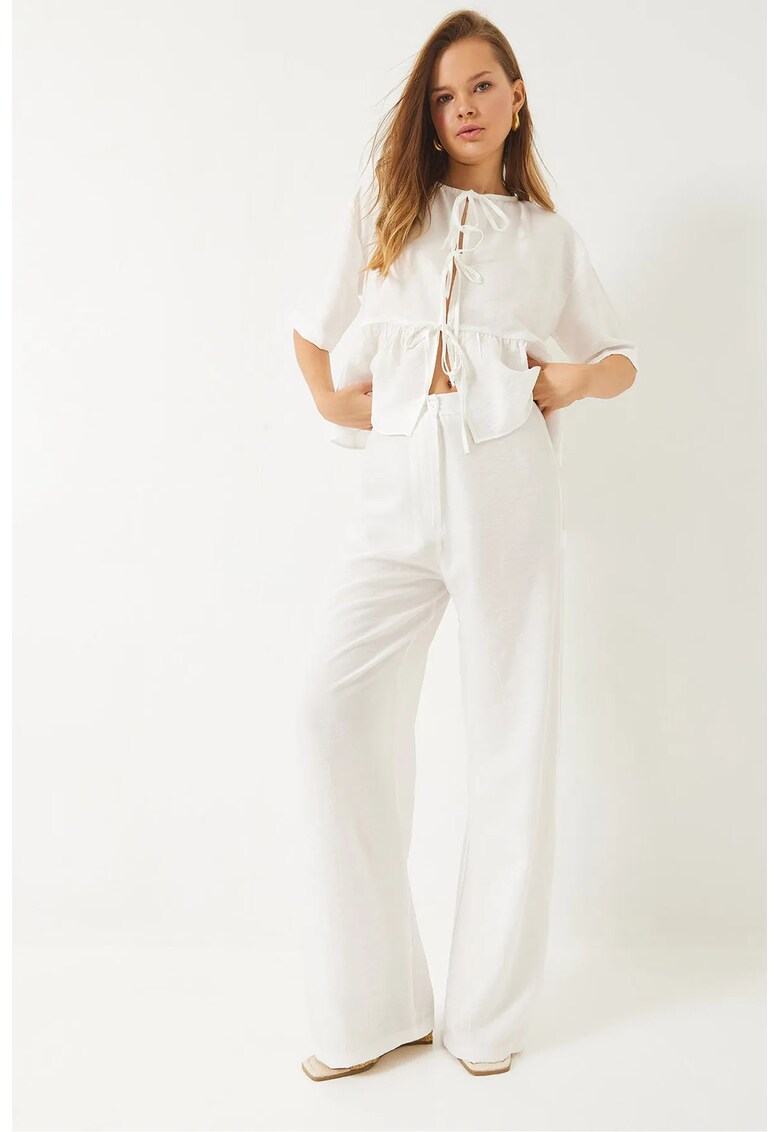 Compleu dama - 2 piese - textil - alb