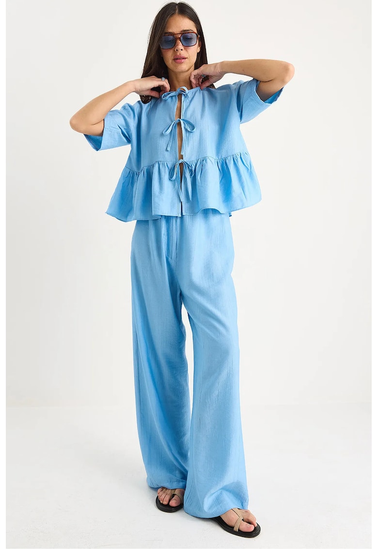 Compleu dama - 2 piese - textil - albastru