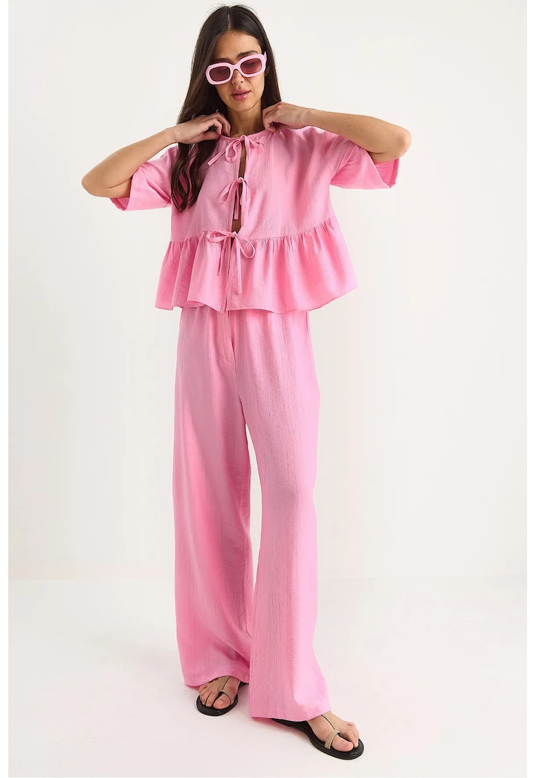 Compleu dama - 2 piese - textil - roz