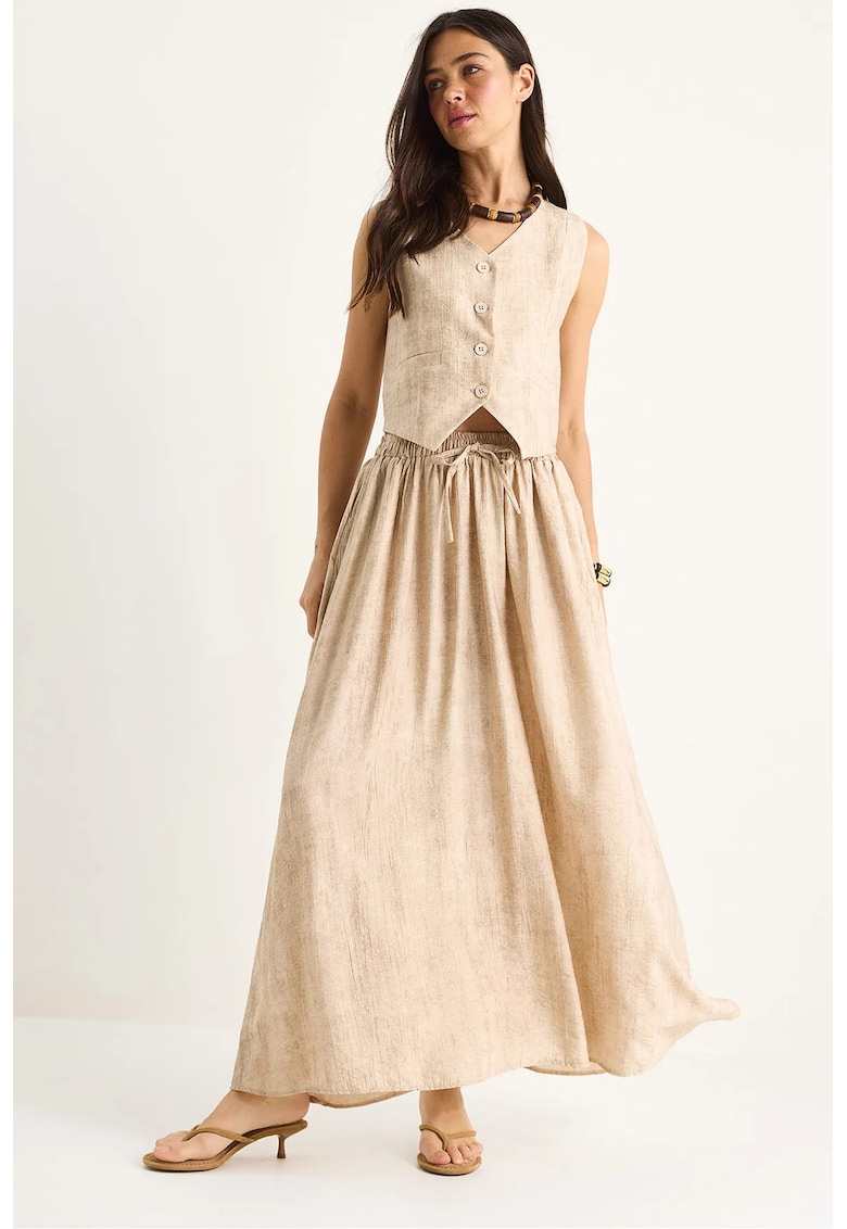 Compleu dama - doua piese -  rayon/poliester/nylon - maro deschis