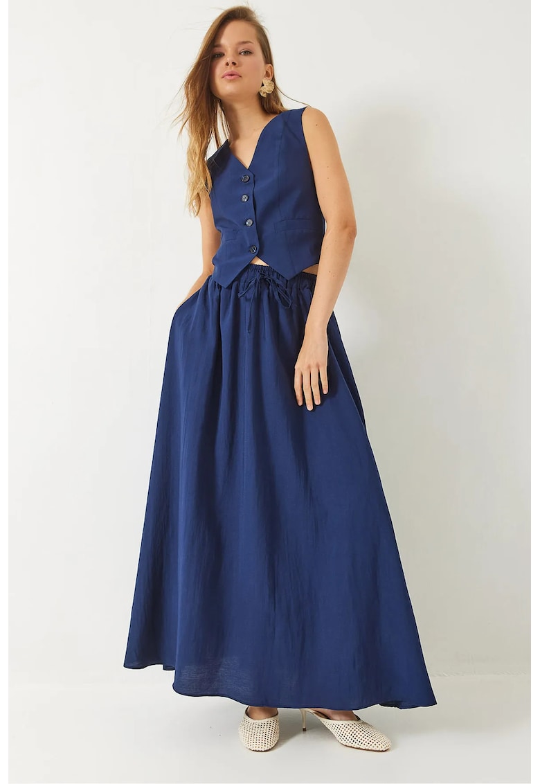 Compleu dama - doua piese - HiCCUP - rayon/poliester/nylon - bleumarin