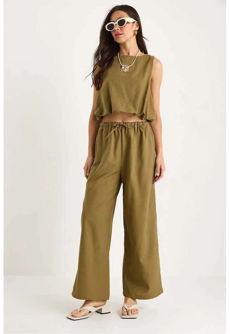 Set doua piese - HiCCUP - din bumbac texturat - guler rotund - verde