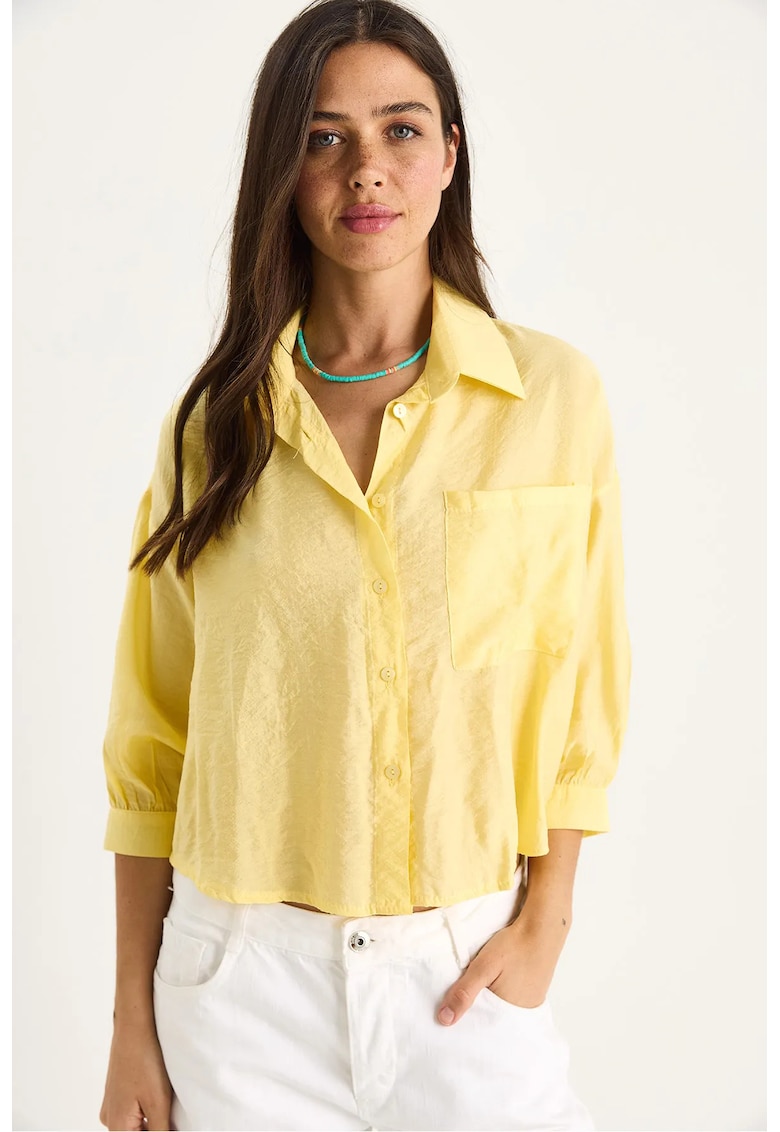 Camasa LUCCI - inchidere cu nasturi - galben - modal si nylon