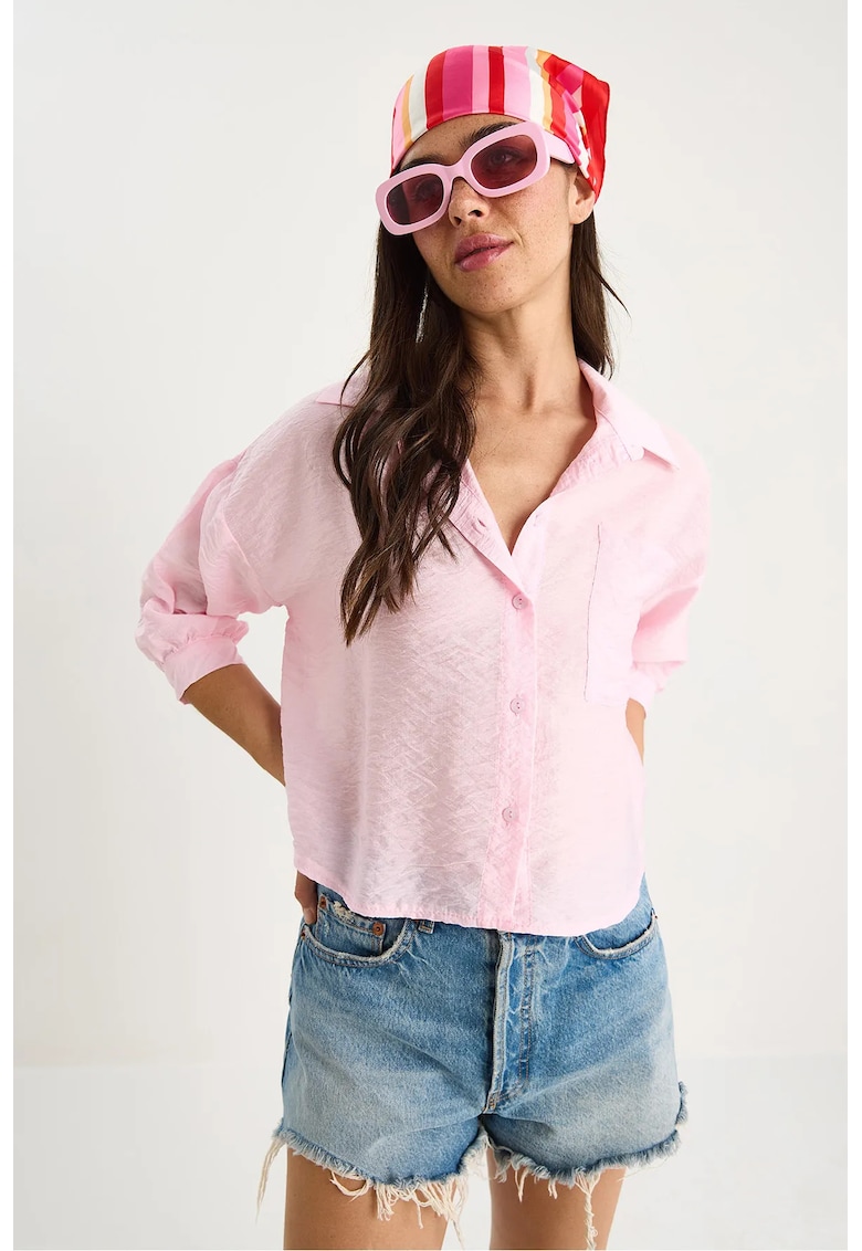 Camasa LUCCI - inchidere cu nasturi - roz - modal si nylon