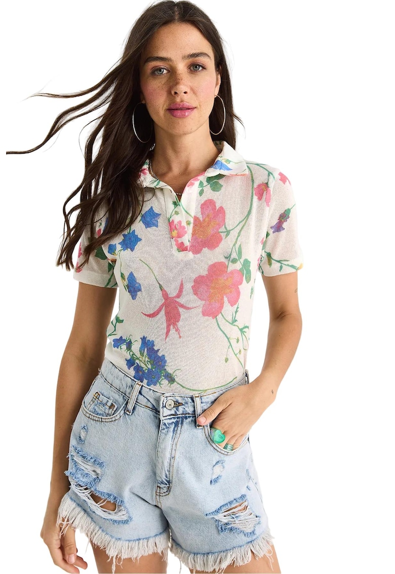 Tricou polo - Bumbac/Lycra - Alb