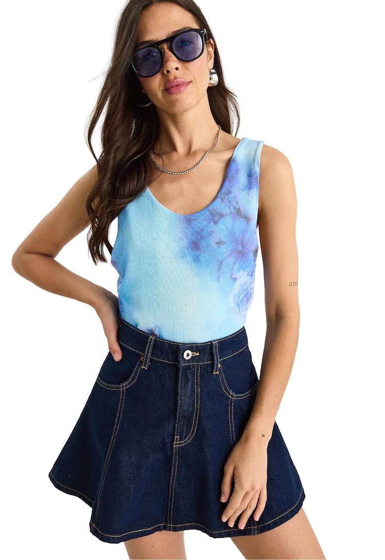 Maiou pentru dama -  Bumbac/Lycra - Albastru