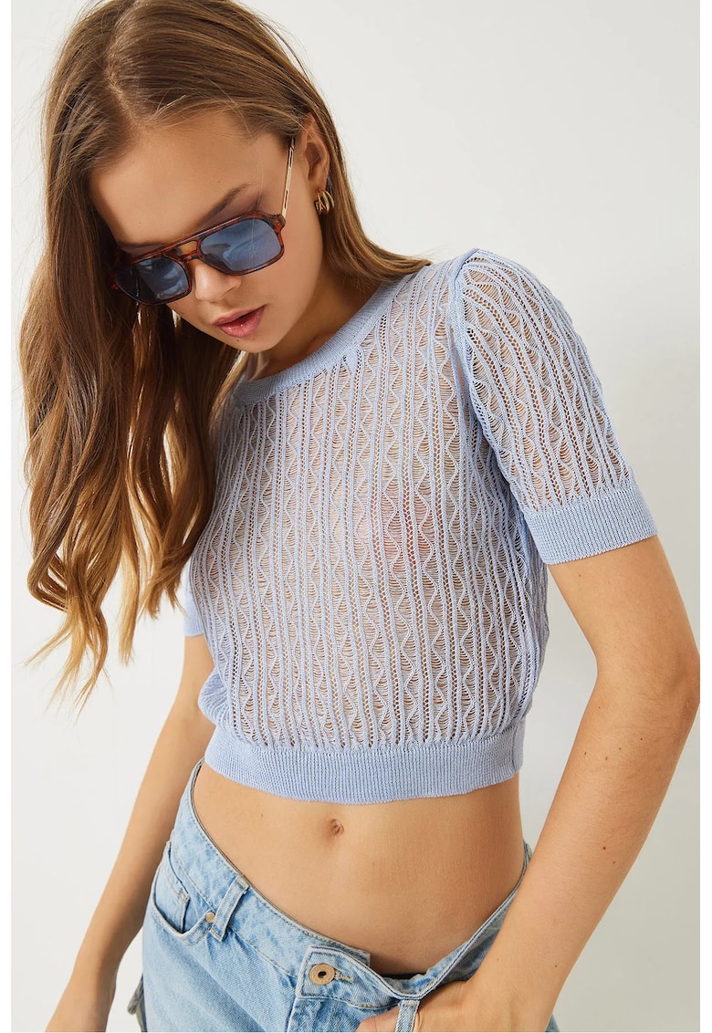 Top dama - Viscoza/Poliamida - Albastru -