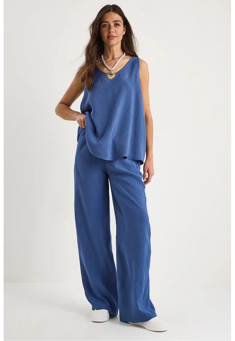 Compleu dama - tricou elegant si pantaloni largi - violet - din bumbac