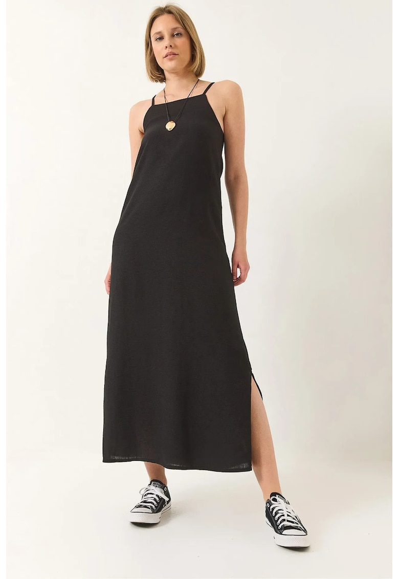 Rochie maxi - HiCCUP - fara bretele - crapatura laterala - negru - poliester