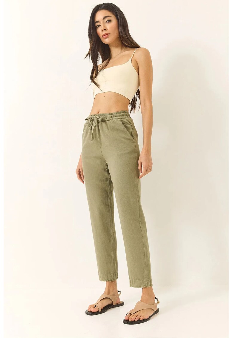 Pantaloni dama cu buzunare - Kaki