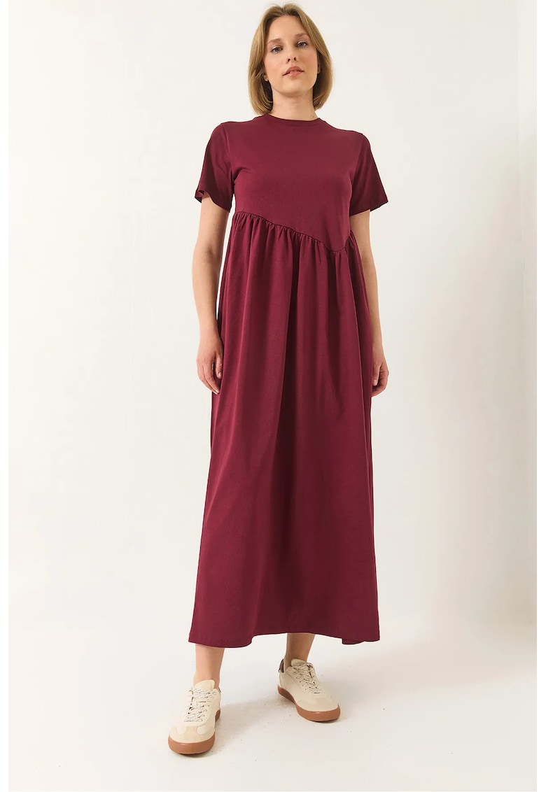 Rochie maxi tricotata - HiCCUP - lejera - rosie - bumbac