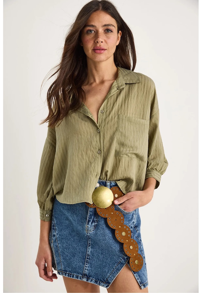 Camasa dama LUCCI - dungi texturate - verde - viscoza si nylon