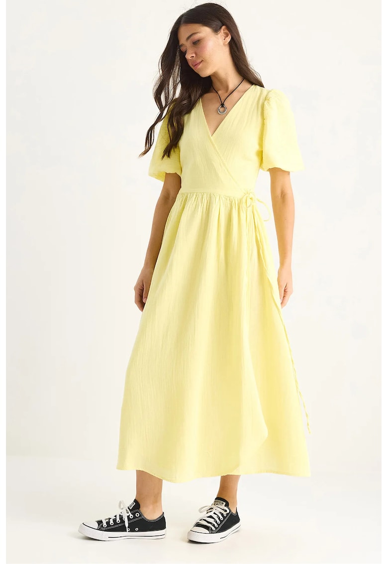 Rochie midi dama - bumbac - galben