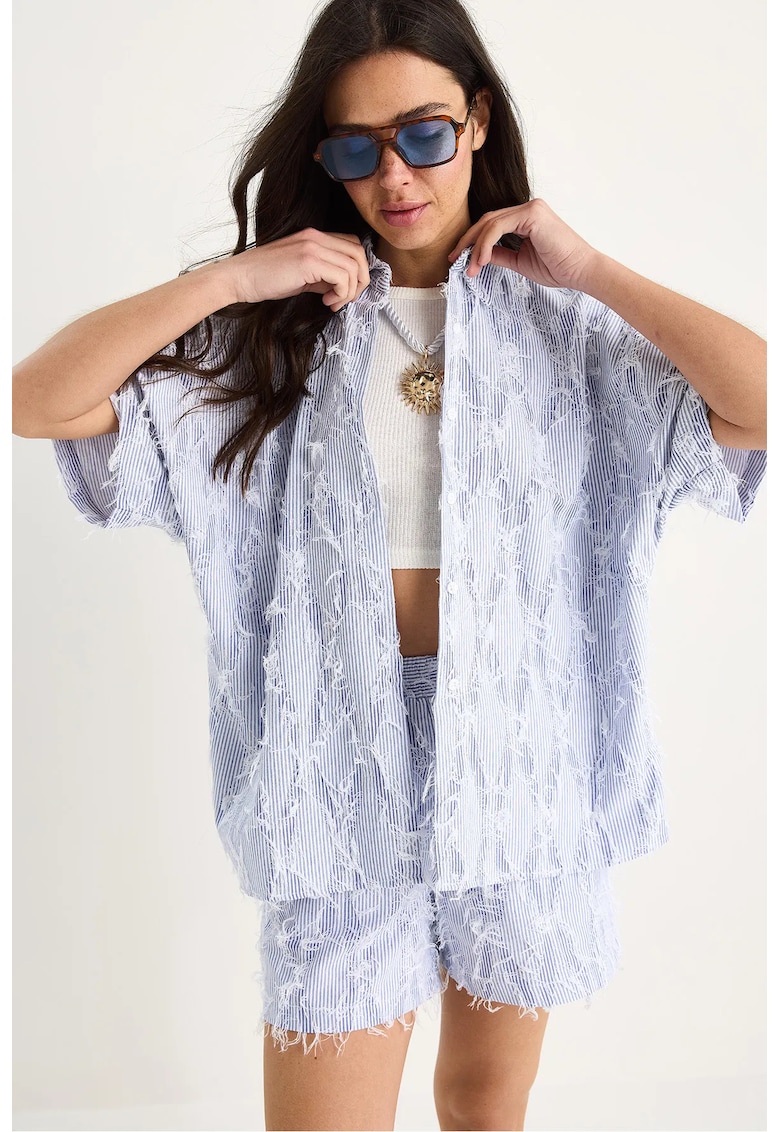 Set două piese cu dungi și volane