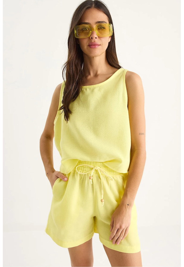 Set doua piese - bumbac texturat - galben