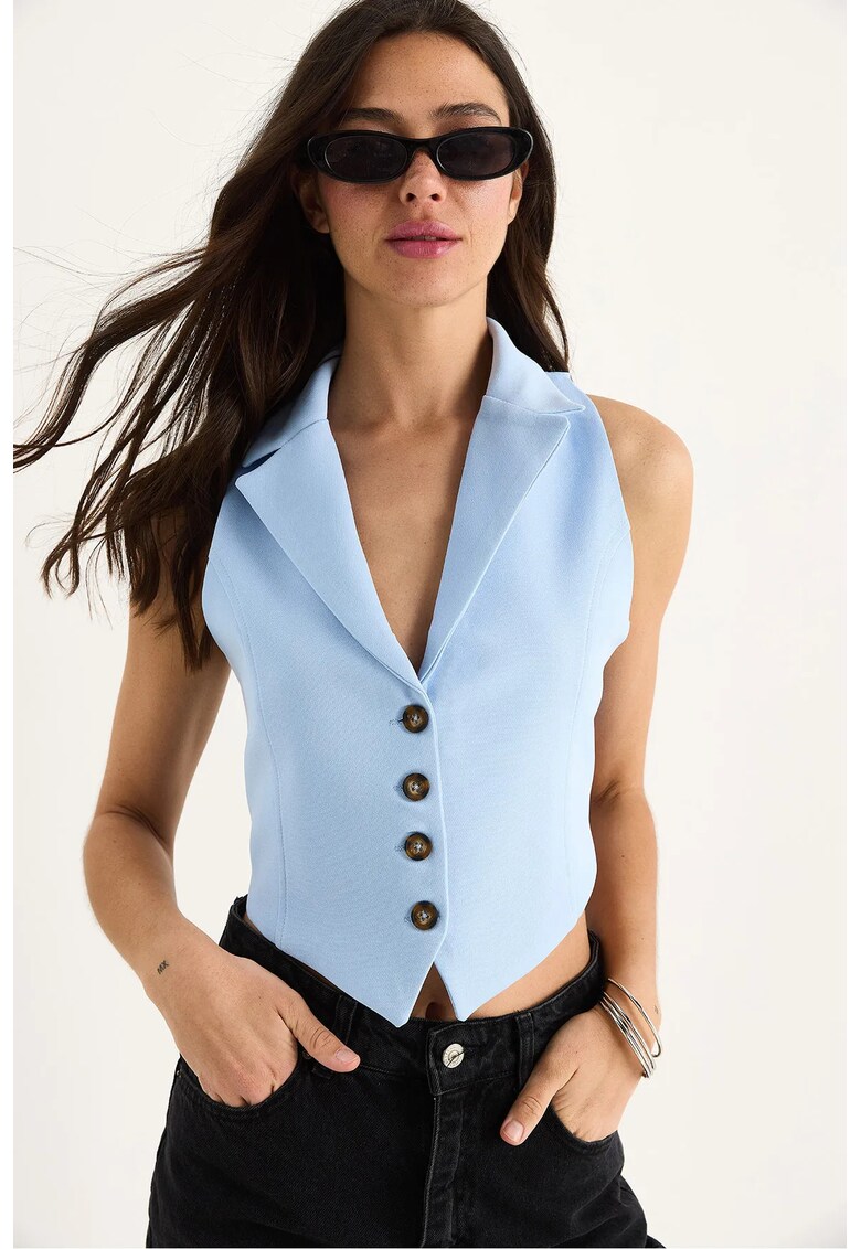 Vesta scurta - Textil - Albastru