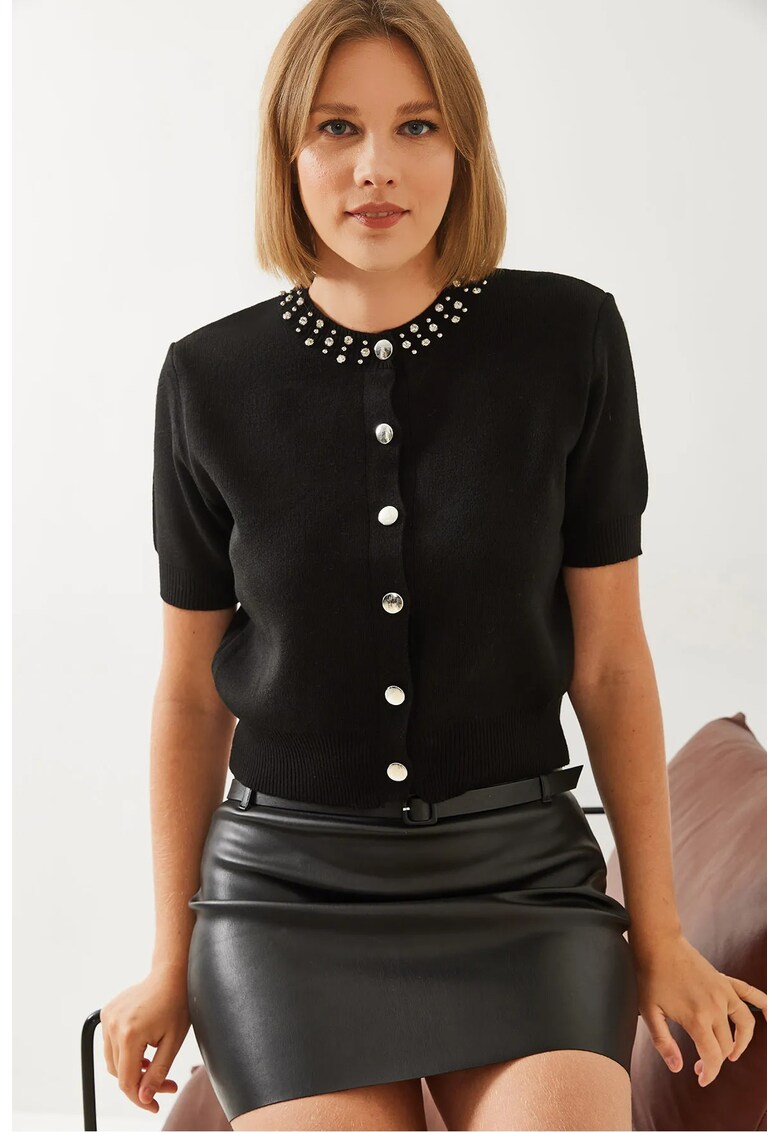 Cardigan scurt - negru - tricot -