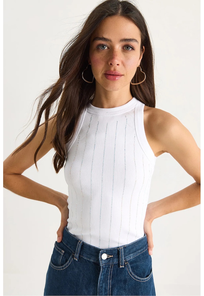 Maiou - Alb - Bumbac - Guler rotund Maiou - Alb - Bumbac - Guler rotund