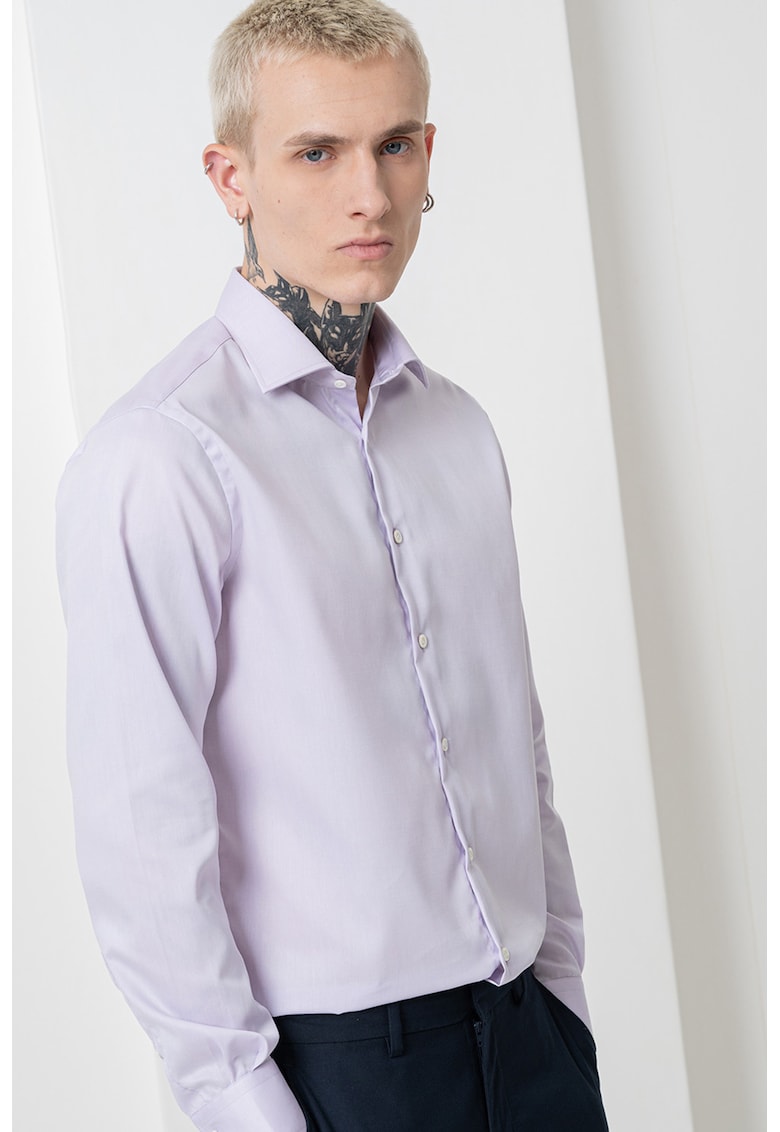 Camasa din bumbac cu maneci lungi si mansete cu nasturi