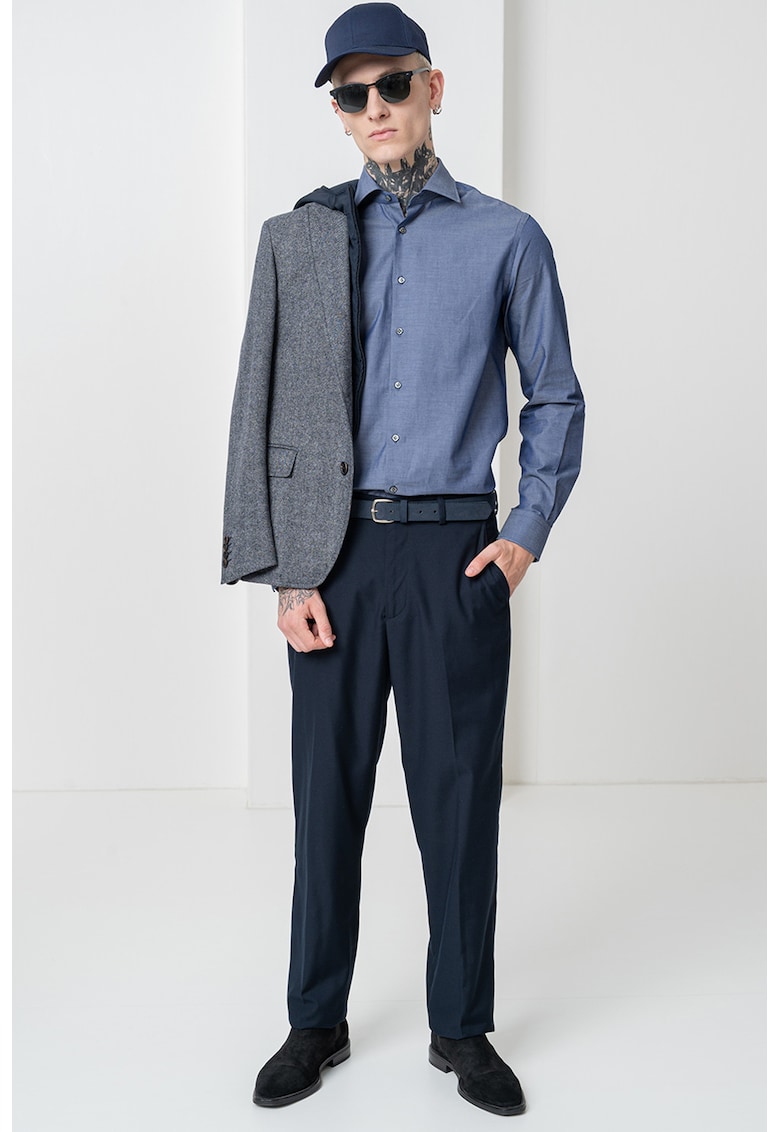 Camasa din bumbac cu nasturi - Albastru prafuit