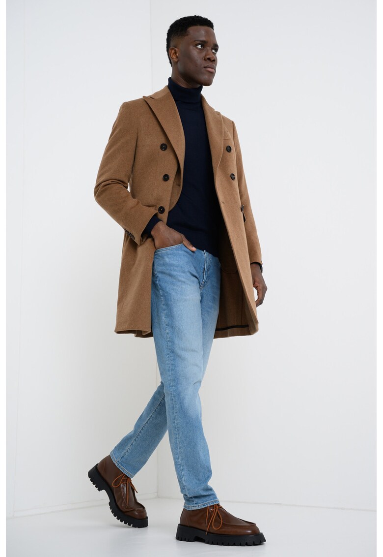 Haina de lana cu doua randuri de nasturi - Maro camel