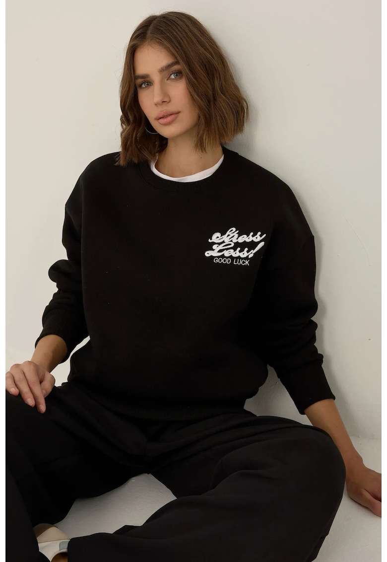 Hanorac dama - Comfort Fit - bumbac si poliester - Negru -