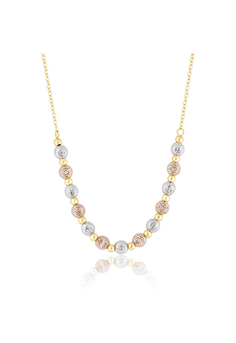 Colier din Aur Galben - Alb si Rox de 18 k cu Bile Diamantate - 4.1g