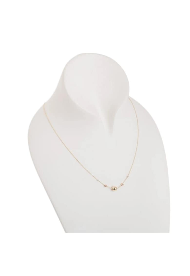 Colier din Aur Galben - Alb - Roz de 18 k cu Lant si Bile Diamantat - 1.67g