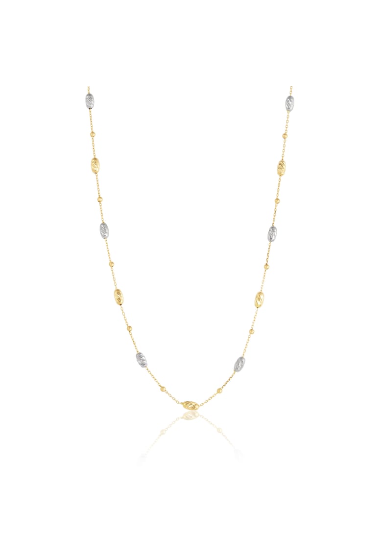 Colier din Aur Galben de 18 k cu Lant Diamantat - Bile si Forme Geometrice Ovale Diamantate Multicolore Albe - Galbene - 3.17g