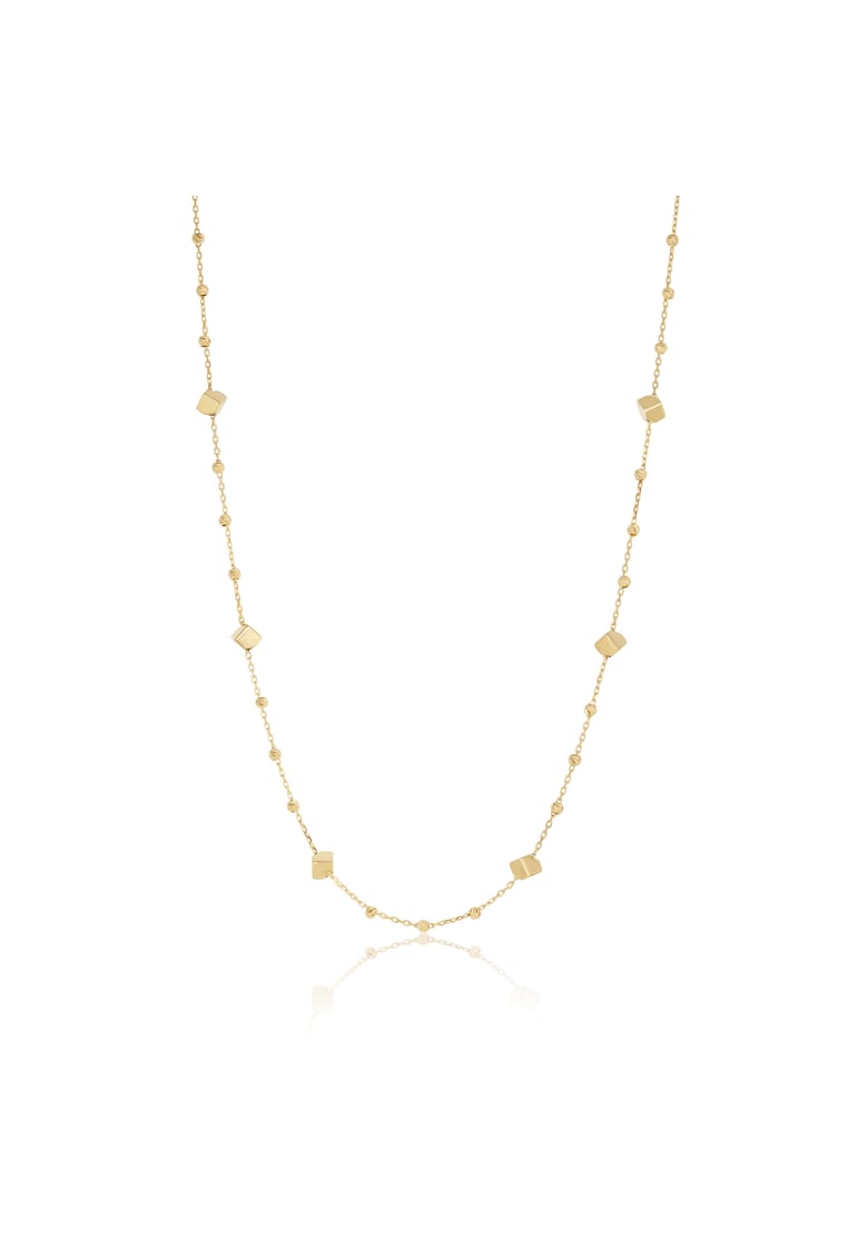 Colier din Aur Galben de 18 k cu Lant Diamantat - Bile Diamantate si Cuburi - 2.44g