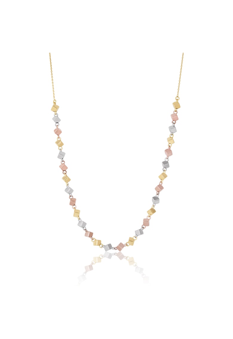 Colier din Aur Galben de 18 k cu Lant Diamantat si Cuburi Multicolore Albe - Roz - Galbene - 3.77g