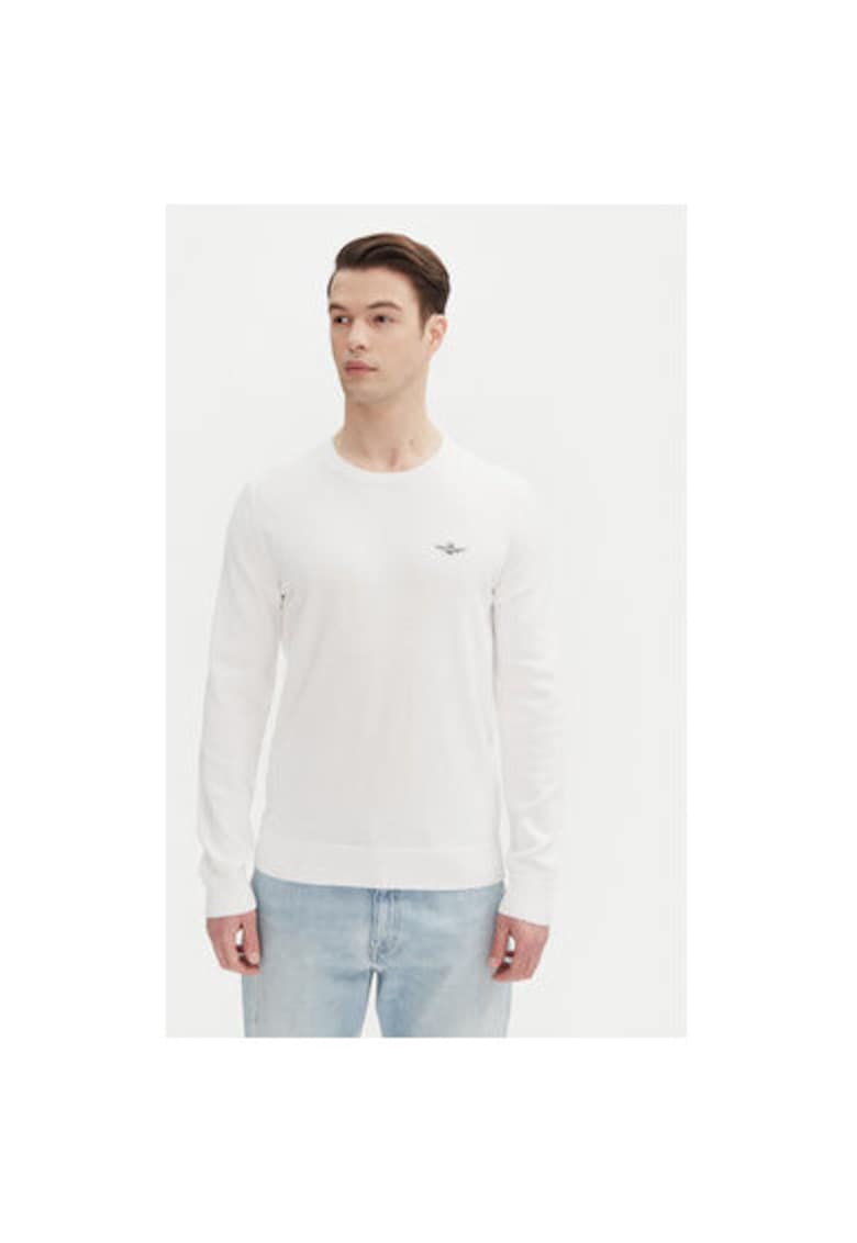 Pulover barbati 251MA1502L506 - Bumbac - Alb - Alb