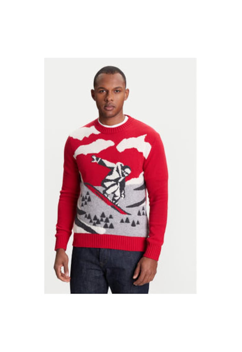 Pulover barbati  1244K108R - Lana/Nylon - Rosu