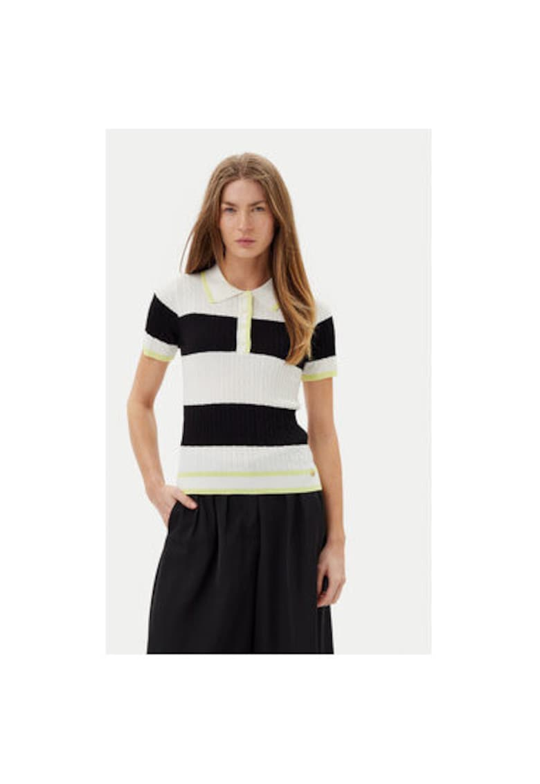 Pulover dama ACMA001937 - Viscoza/Nylon - Alb/Negru - Alb/Negru