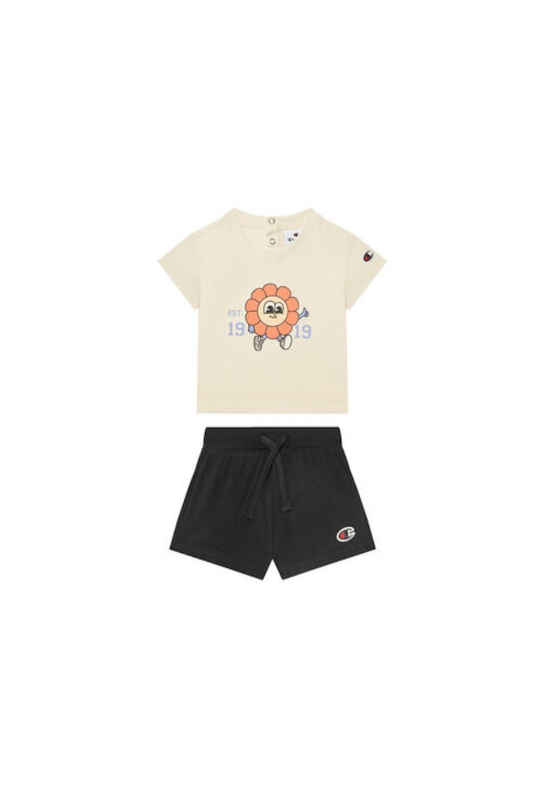 Set tricou si pantaloni scurti fete 405117 - Bumbac - Bej