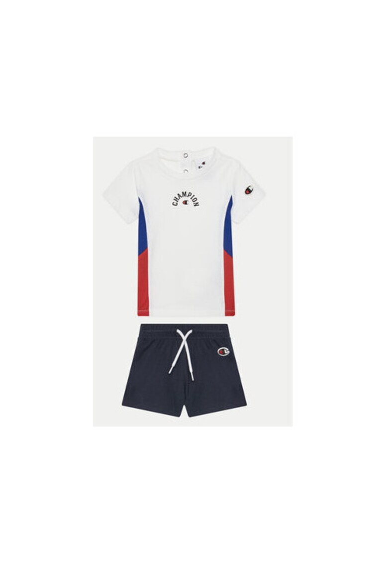 Set tricou si pantaloni scurti baieti 307012 - Bumbac - Alb/Bleumarin