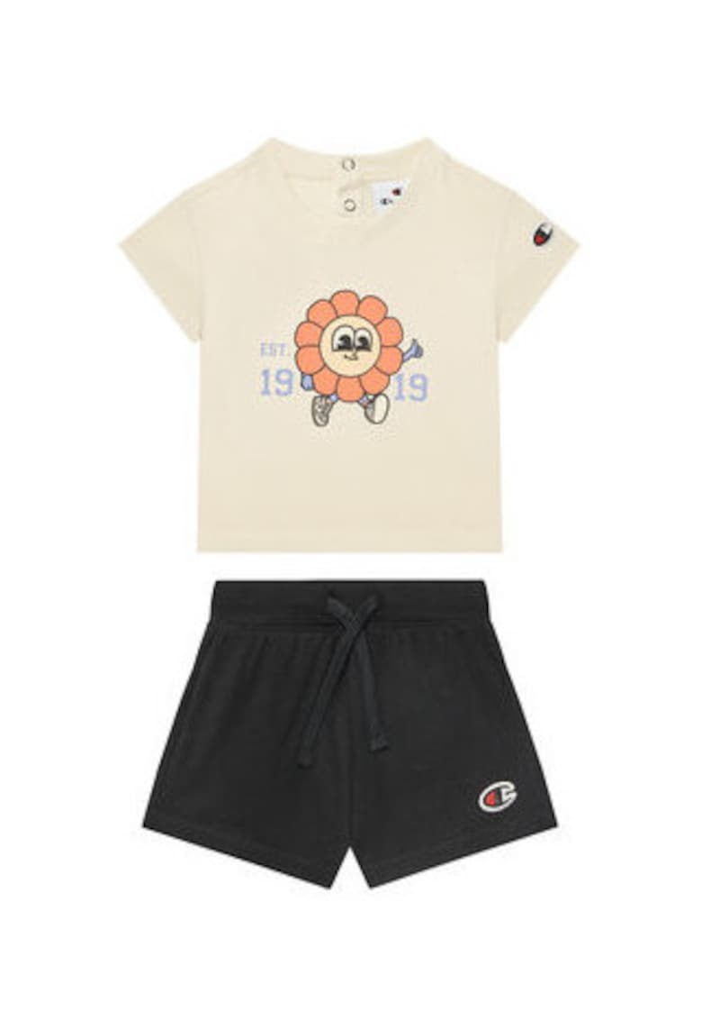 Set tricou si pantaloni scurti fete 405117 - Bumbac - Bej - Bej