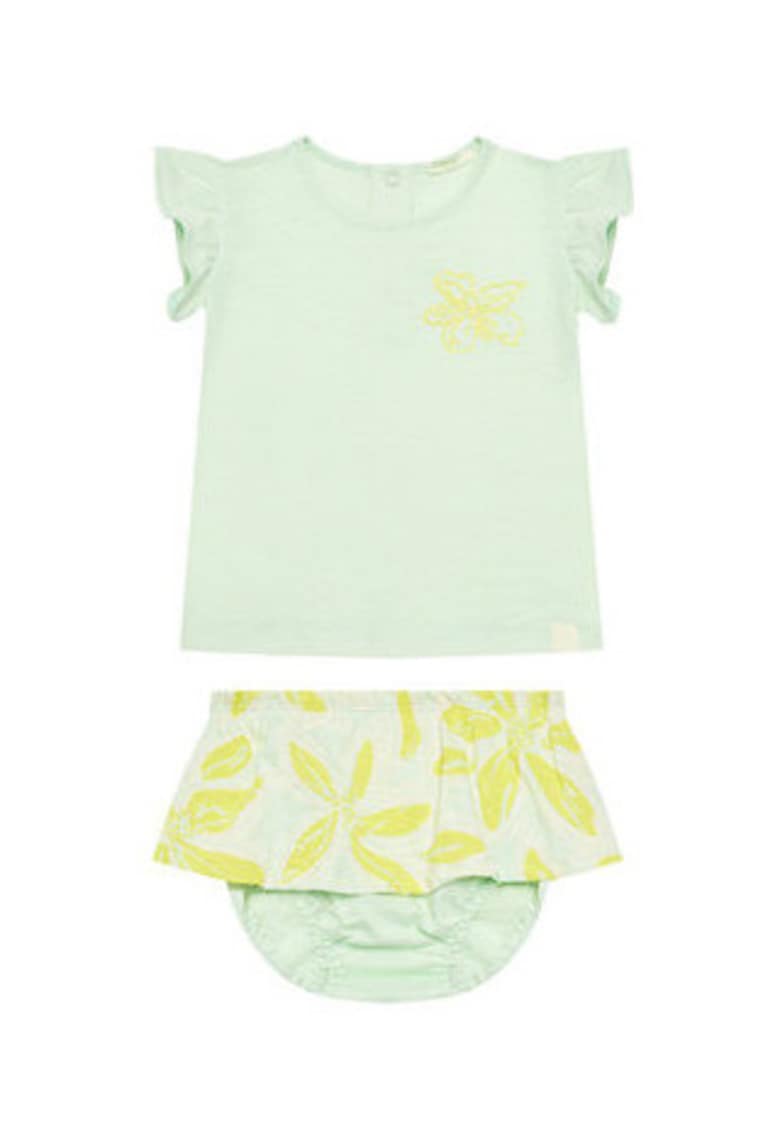 Set tricou si pantaloni scurti fete 3O7SAK015 - Bumbac - Verde