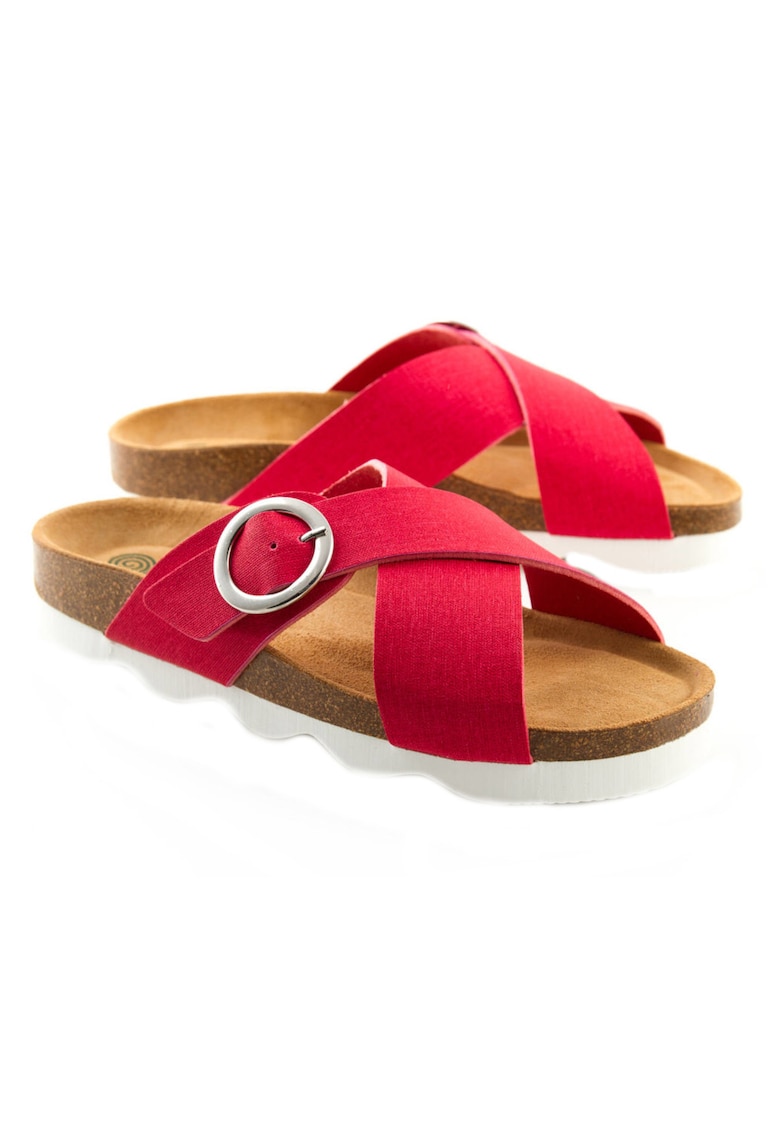 Papuci dama Dr. Brinkmann - piele ecologica - rosu - brant respirabil - talpa din pluta - Papuci dama Dr. Brinkmann - piele ecologica - rosu - brant respirabil - talpa din pluta -