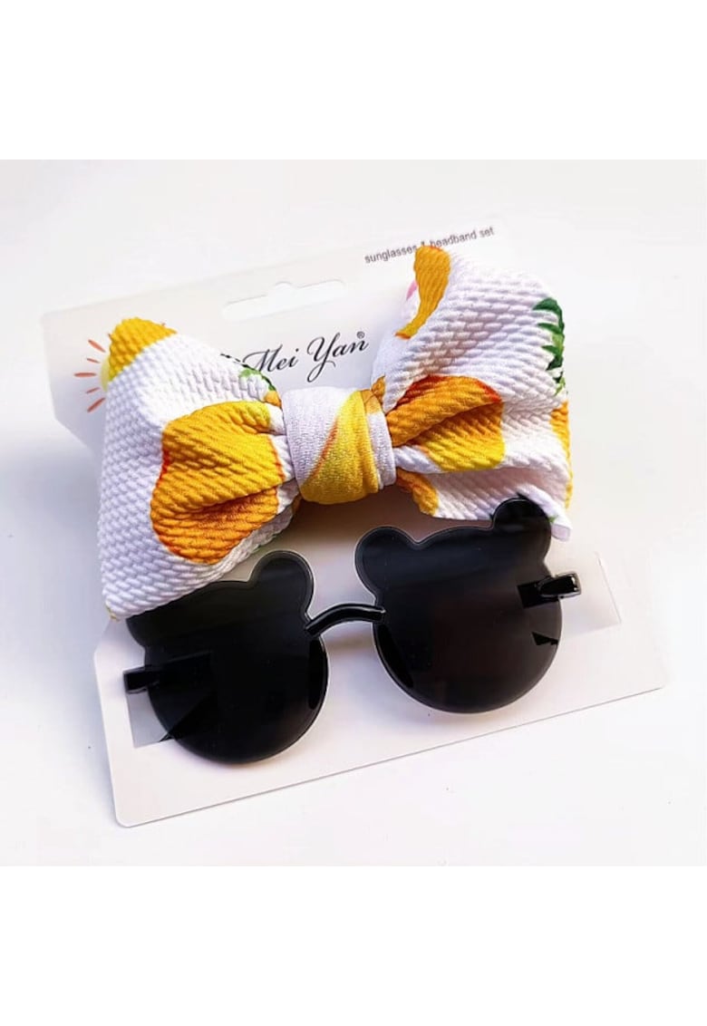 Set bentita si ochelari de soare Model AL 17378 Mouse - Fete - 12-18 luni - Multicolor