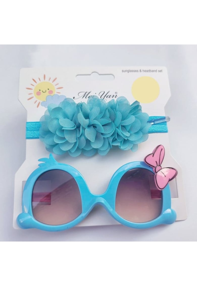 Set bentita si ochelari de soare Model AL 17460 Little Daisy - Fete - Turcoaz