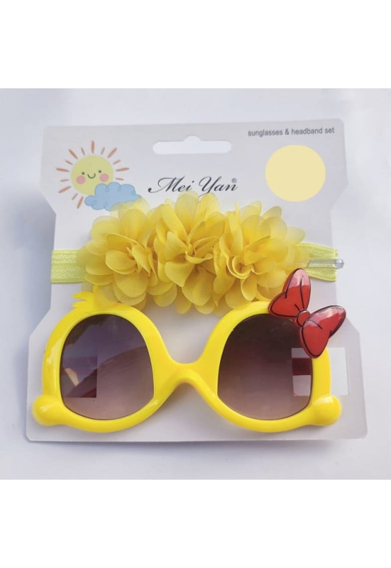Set bentita si ochelari de soare Model AL 17422 Little Daisy - Fete - Galben
