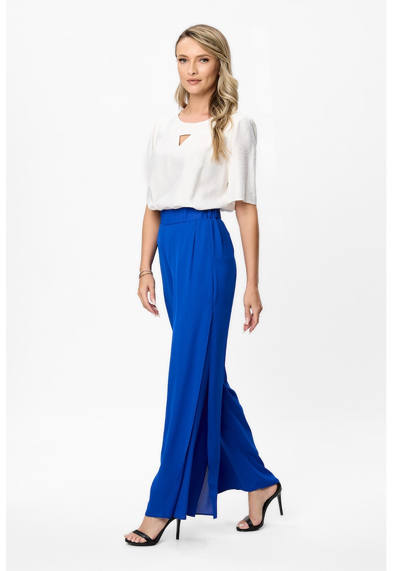 Pantaloni evazati cu talie elastica Eros - Bleumarin