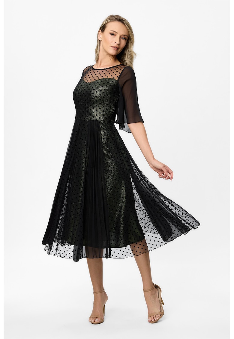 Rochie midi cu strat exterior de plasa Monaco