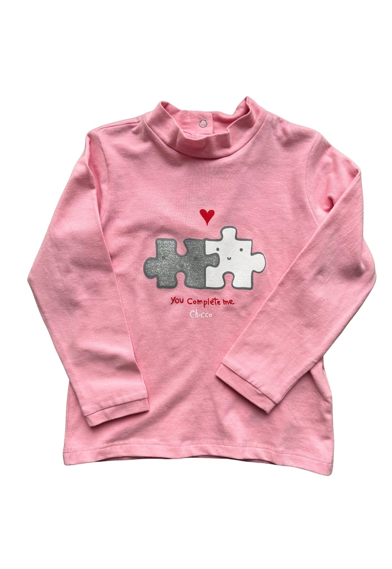 Bluza cu guler si imprimeu frontal