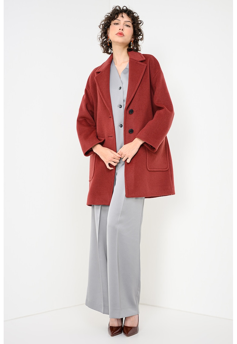 Palton din amestec de lana cu buzunare supradimensionate aplicate Tarocco