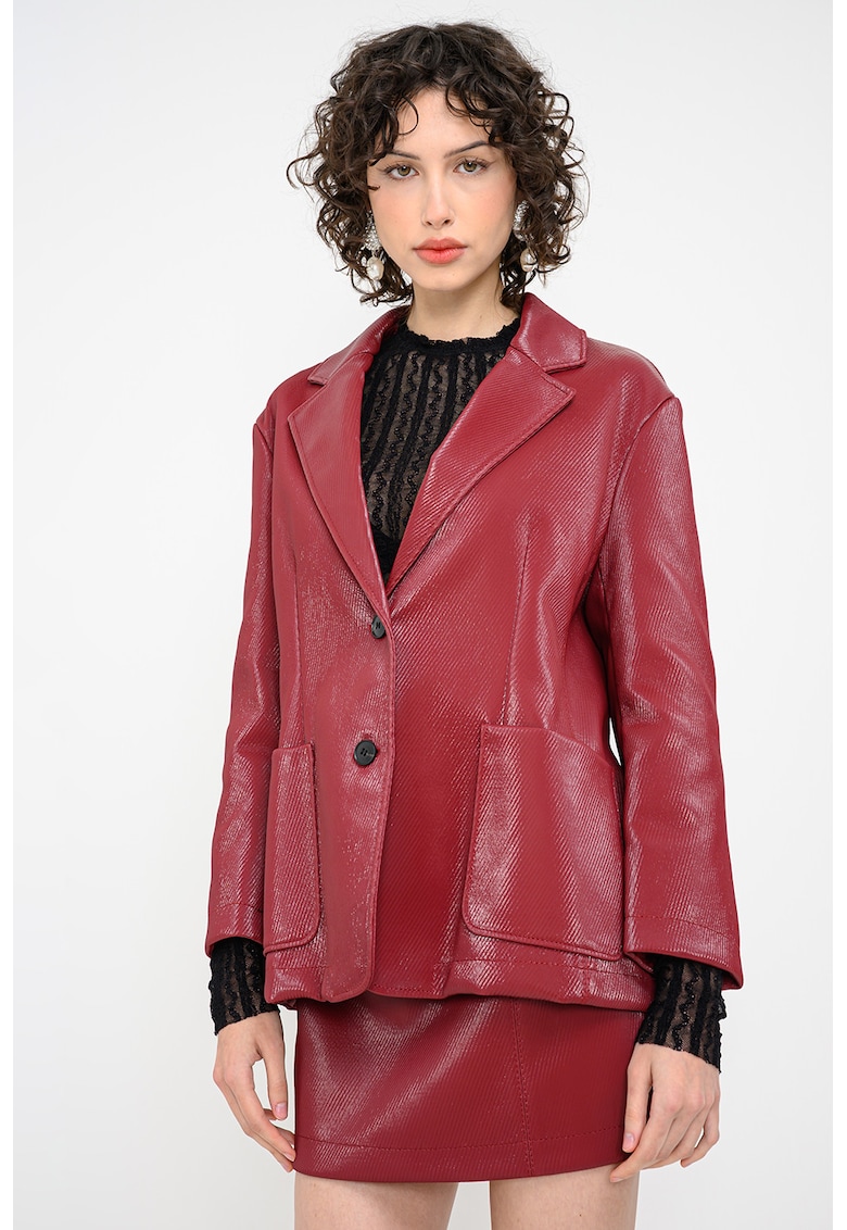 Sacou din amestec de lana cu pelicula de piele ecologica Nanda