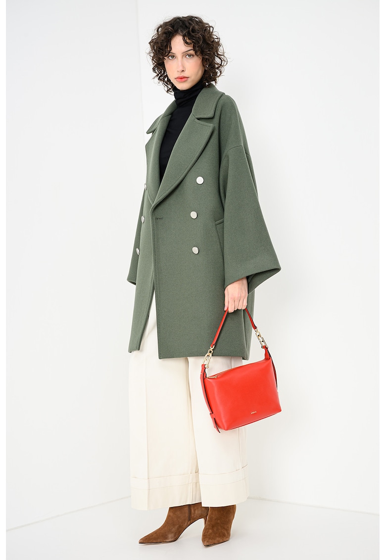 Palton din amestec de lana cu maneci clopot Saveria