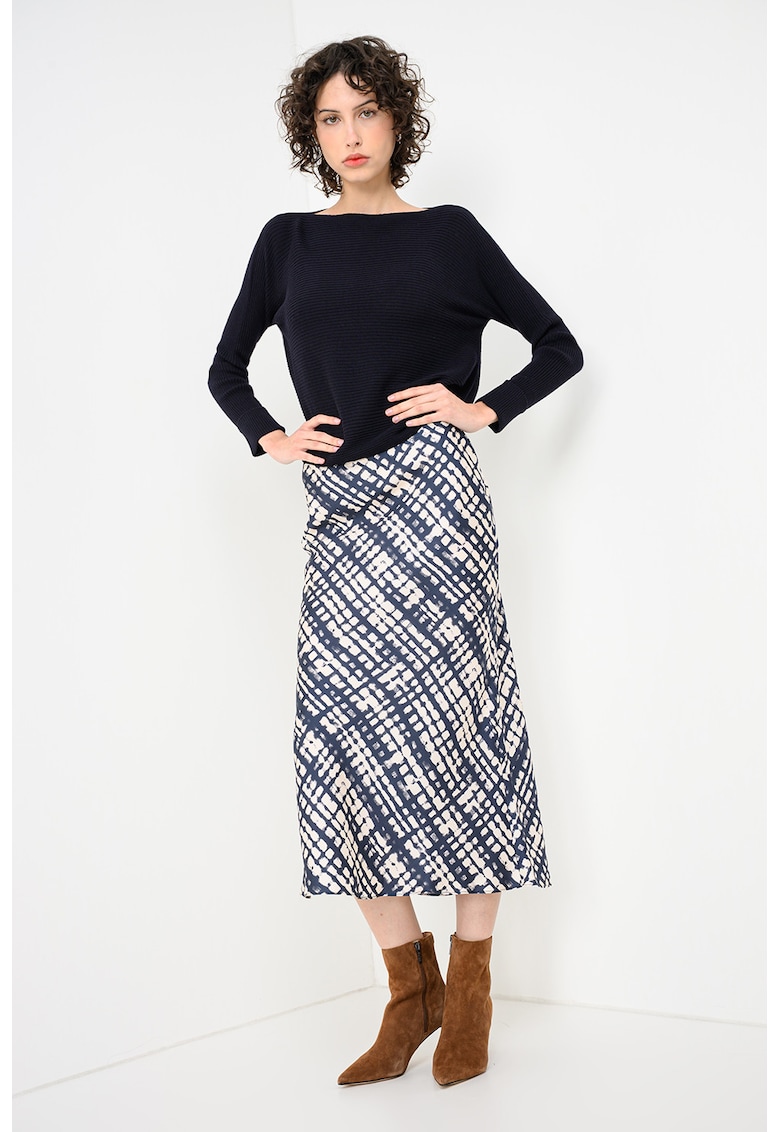 Fusta de matase cu model abstract Elio