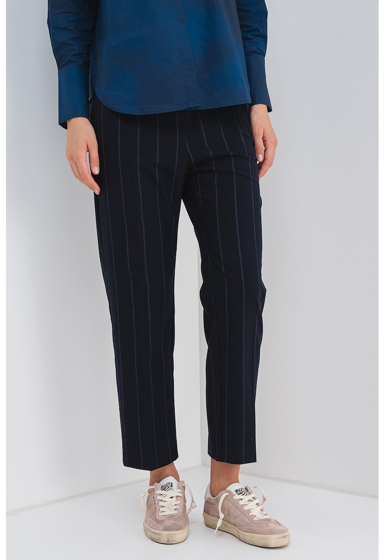 Pantaloni cu talie inalta si dungi